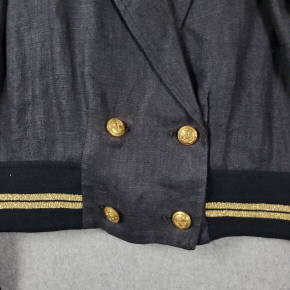 Vtg Cristina Maxx 100% Linen Black Gold LS Button Up Cropped Jacket Women's 8 - Picture 6 of 13